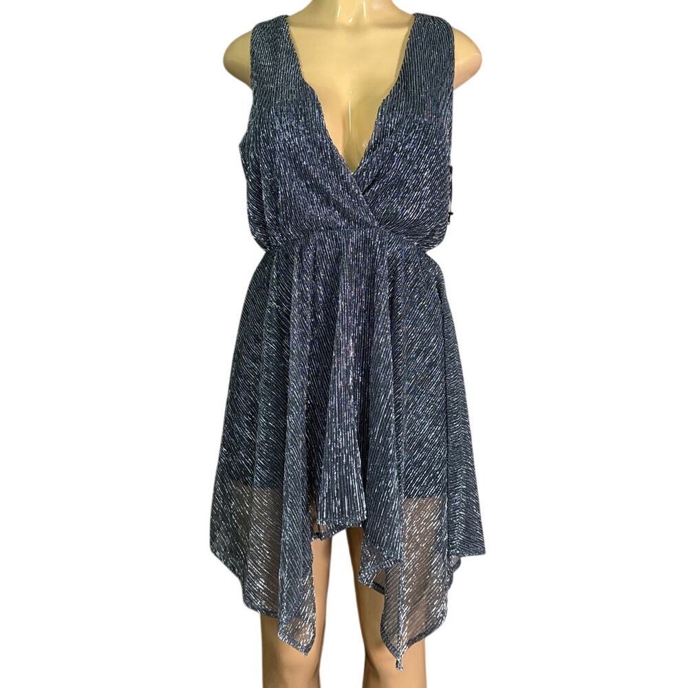 Lovers + Friends Courtney Metallic Handkerchief Hem Dress Size Small NWT